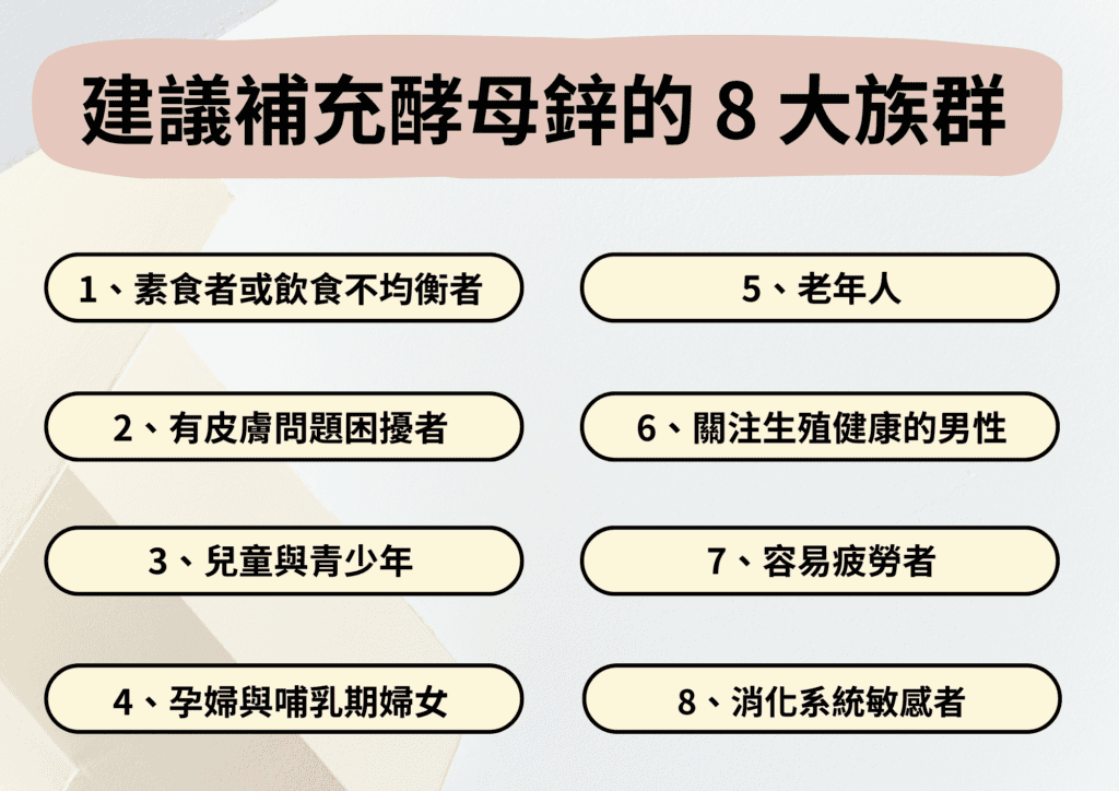 建議補充酵母鋅的 8 大族群