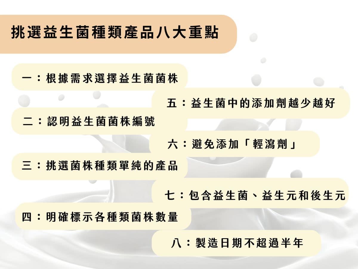挑選益生菌種類產品八大重點