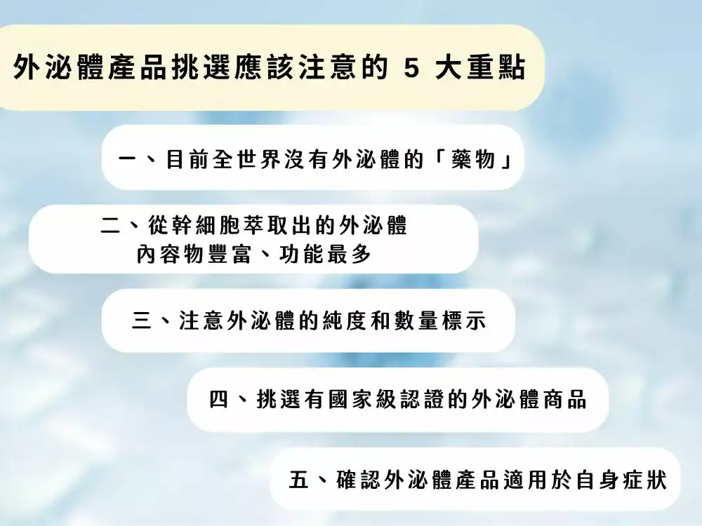 外泌體產品挑選應該注意的 5 大重點